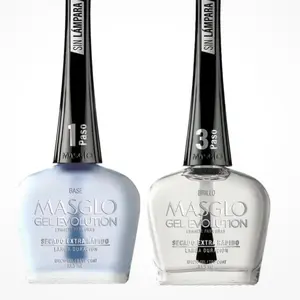 Masglo Gel Evolution Base & Brillo 1 Paso & 3 Paso Extra Rapid Drying Long Lasting Nail Polish