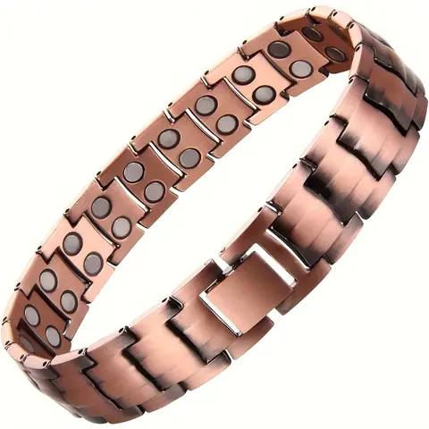 Men's Magnetic Bracelet - Heavy Duty Double-Row Magnets, Jewelry for Gym, Everyday & Formal Wear - Valentine's Gift for Him - Durable Magnetic Bracelet, Retro Style, 20.5cm Length - Wearable