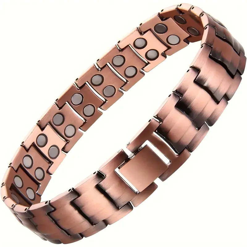 Men's Magnetic Bracelet - Heavy Duty Double-Row Magnets, Jewelry for Gym, Everyday & Formal Wear - Valentine's Gift for Him - Durable Magnetic Bracelet, Retro Style, 20.5cm Length - Wearable