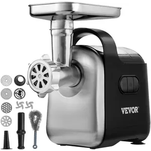 TikTokShopBlackFridayVEVOR Electric Meat Grinder, 6.6 Lb/Min, 550W(2200W MAX) Industrial Meat Mincer with 2 Blade, 3 Grinding Plates, Sausage Maker & Kubbe Kit ABS + Stainless Steel Commercial Meat Grinder, ETL Listed