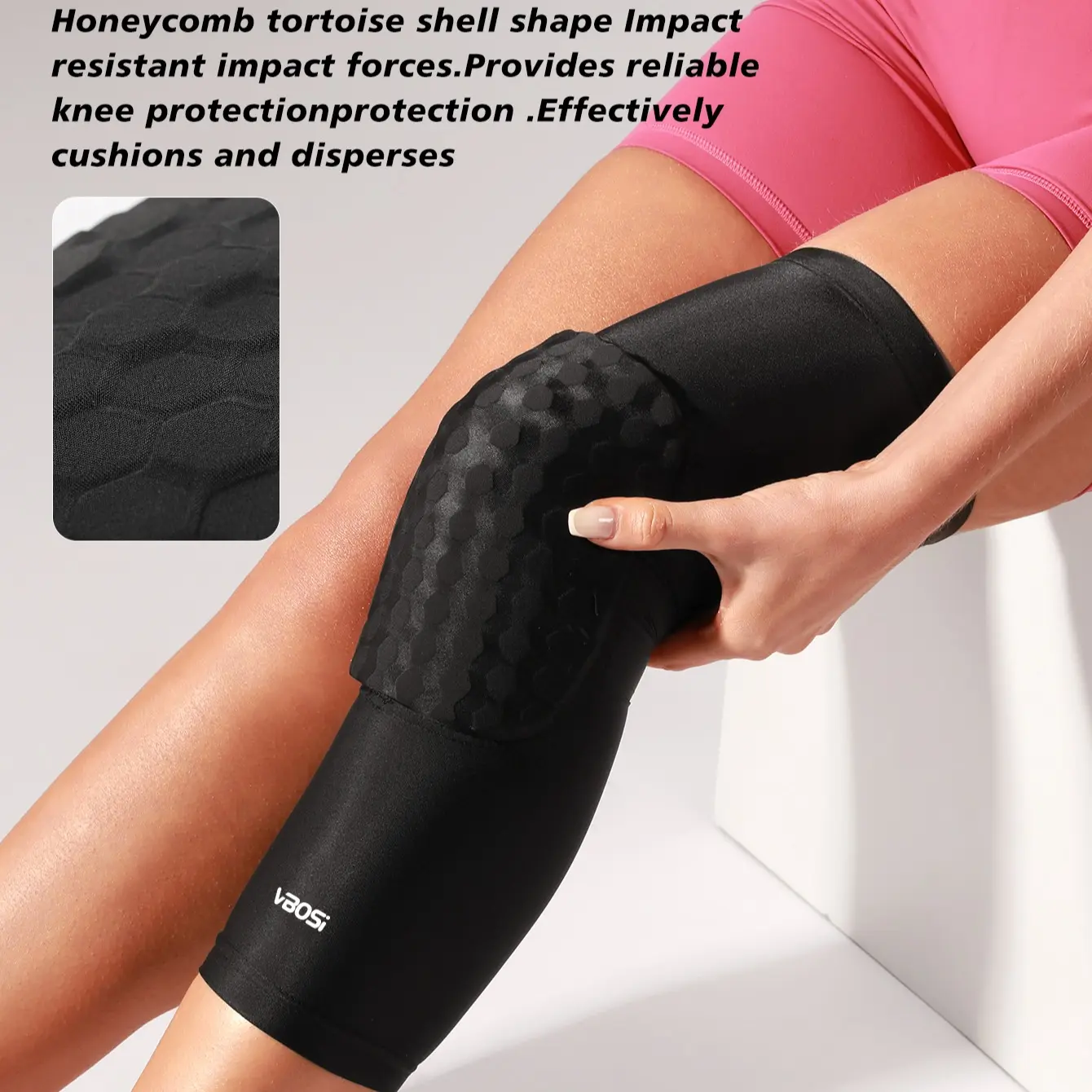 1 Piece Honeycomb Knee Brace, Short Anti-Slip Compression Sleeve with Honeycomb Pad, Football Shin Guards, Sports Knee Pads, Breathable, for Kids and Adults