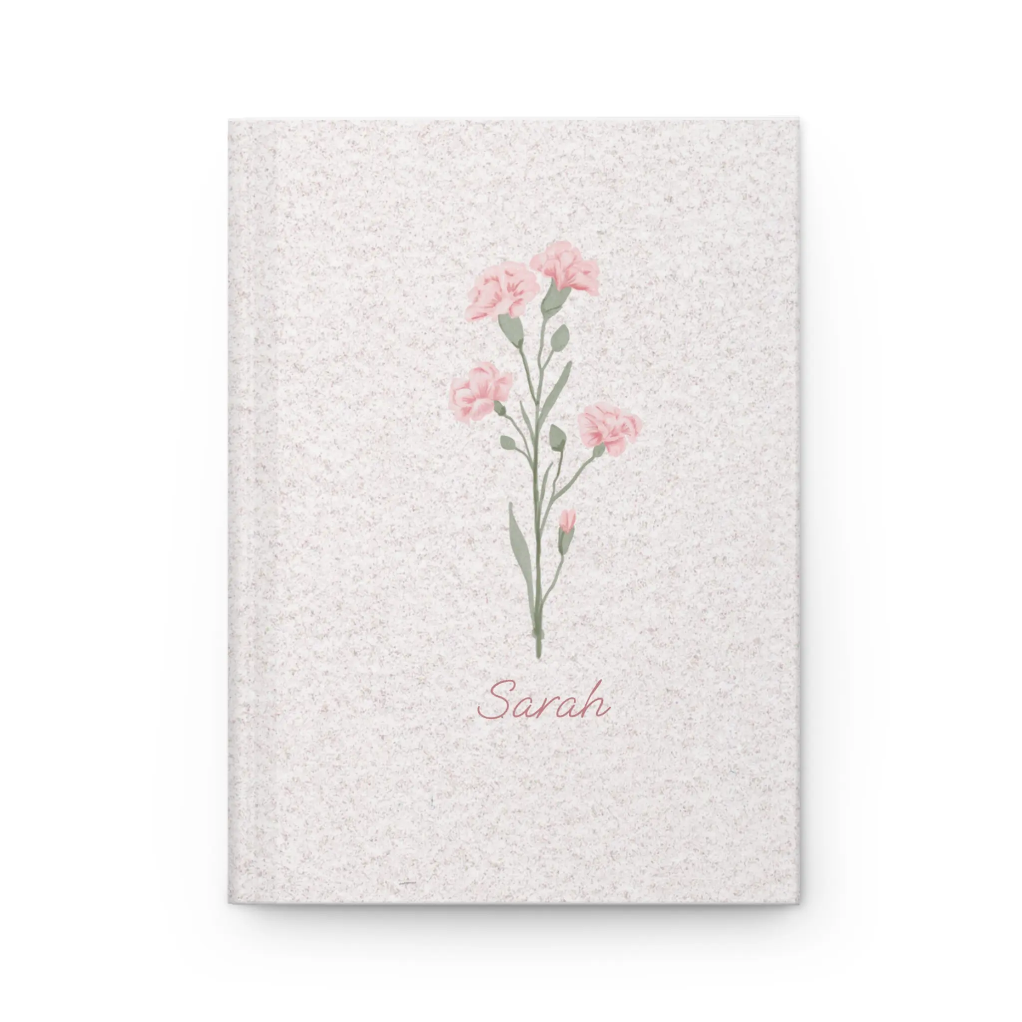 Personalized January Birth Flower Carnation Hardcover Journal Matte, Notebook, Gift for Writers, Botanical Stationery, Custom Name Journal