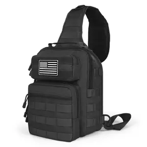 BIGWIG Tactical Sling Bag, Military Rover Multifunctional Portable Zippered MOLLE EDC Small Crossbody Chest Shoulder Backpack for Sports & Outdoor, Gym Use, Multifunctional Portable Bag, Zippered Sling Bag