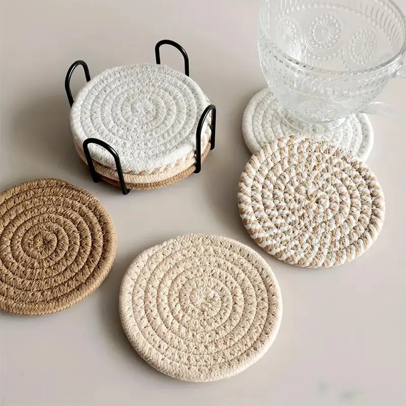 Round Coaster, 8 Counts/set Non-woven Absorbent Coaster, Kitchen Coasters, Household Placemat for Coffee Table, Home Decor, Gift Ideas