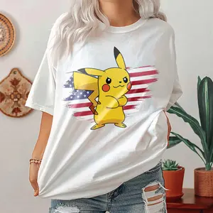 Pikachu American Flag Shirt, PKM Anime 4th Of July, Patriotic Pikachu Shirt, Independence Day Gift