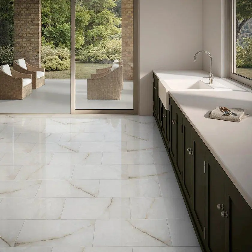 Astoria Polished Ceramic Floor Tiles, 12x24 in, Home Improvement Building Supplies for Flooring Materials