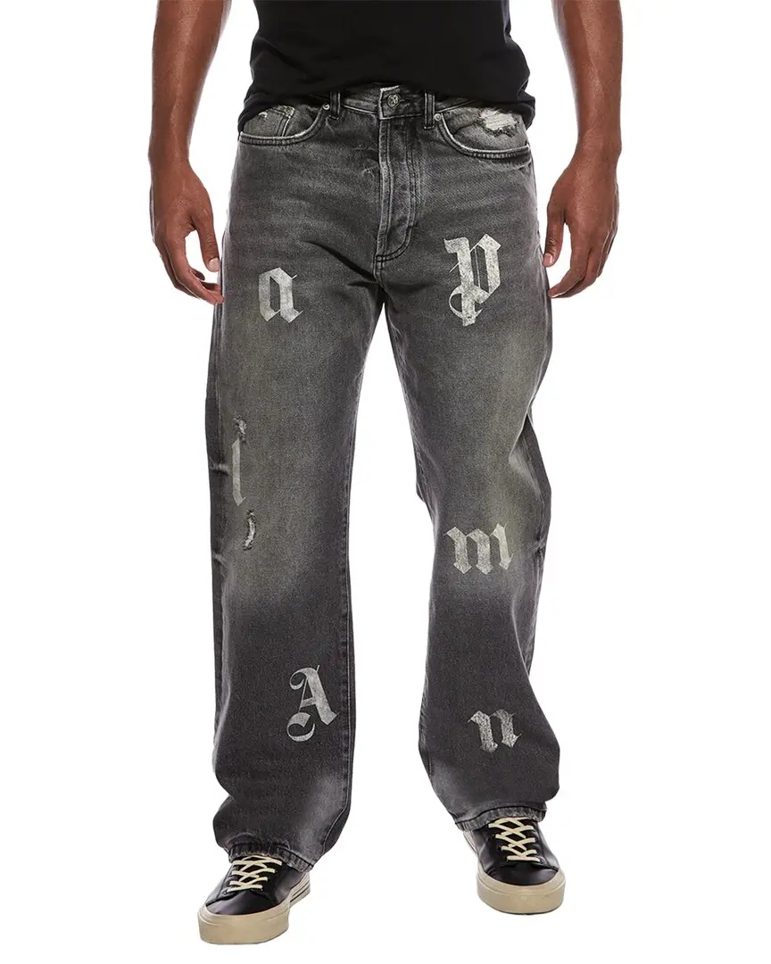 Palm Angels Distressed Letter Jean