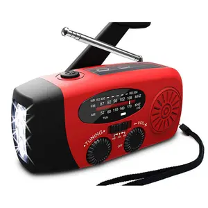 Solar Hand Crank USB Charging Radio Flashlight Portable Mini Speaker Audio Multicolor Red ABS Material 129x60x50MM