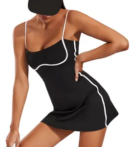 Tennis Dress with Built-in Bra & Shorts Pockets Womens Workout Sleeveless Exercise Golf Dresses