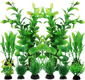 Fish Tank Accessories Green , 10 count Green Fish Tank Decorations, Aquarium Decor Plastic