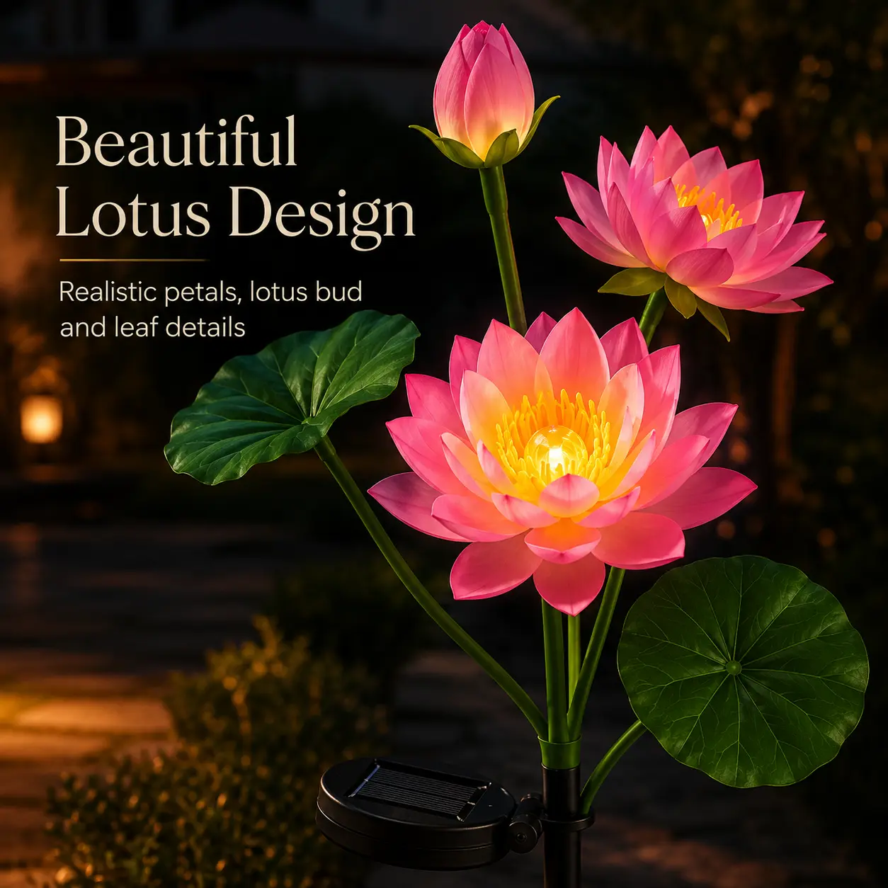 2/4-Pack Bulk Solar Lotus Shape Garden Stake Lights, Water-Resistant Outdoor Home Improvement Garden Accessories for Pond Decor