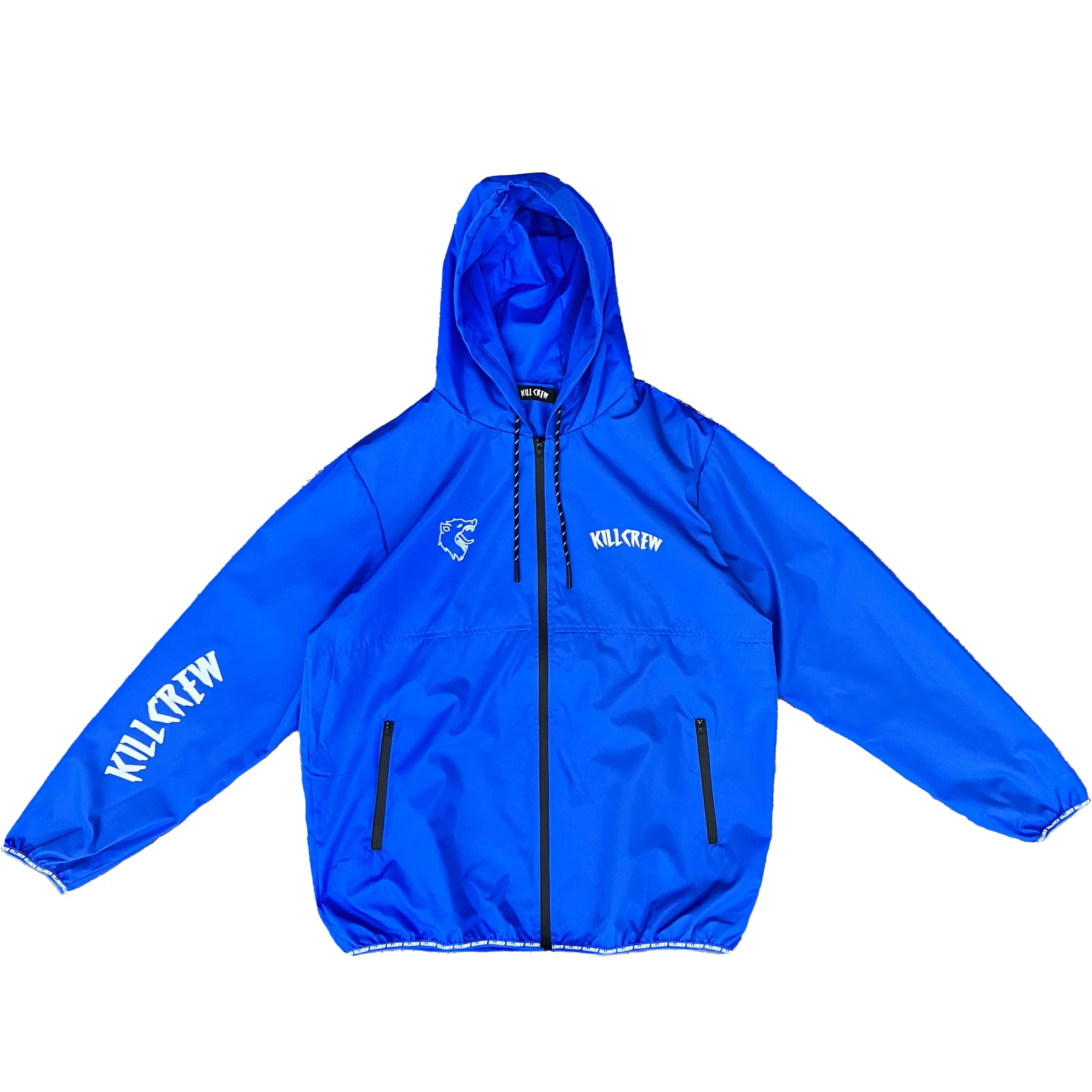 Kill Crew Men's Fitted Long Sleeve Zip-Up Quick-Dry Water-Resistant Windbreaker Hoodie, Polyester Plain Athletic Jacket, Activewear with Adjustable Hem