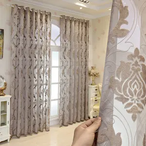1pc European Vintage Embroidered Wave Curtain, Decorative Drapes for Bedroom Office Kitchen Living Room Study, Minimalist Style