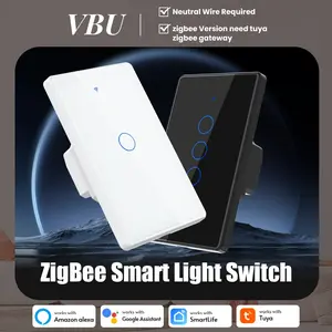 WiFi Smart Wall Light Switch,Glass Panel, Multi-Control(3 Way), 2.4GHz Wi-Fi Touch Switches, No Neutral Wire Required, Remote Control Smart Life/Tuya App, Work with Alexa, Google Home White 1 2 3 Gang