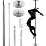 VEVOR 45mm Steel Dancing Pole - Spinning Static Fitness Kit, Portable Removable Gymnastics Equipment, Heavy-Duty Stainless Steel, Height-Adjustable Exercise Gear for Everyone, 200kg/441lbs Capacity, Spin/Lock in 1 Turn Home Gym Use