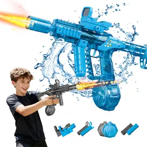 Automatic Electric Water Gun with Sighting Scope, 8m Range, Rotating Handle, Lights & Sounds, Large Capacity Drum, Long Battery Life, Swimming Pool