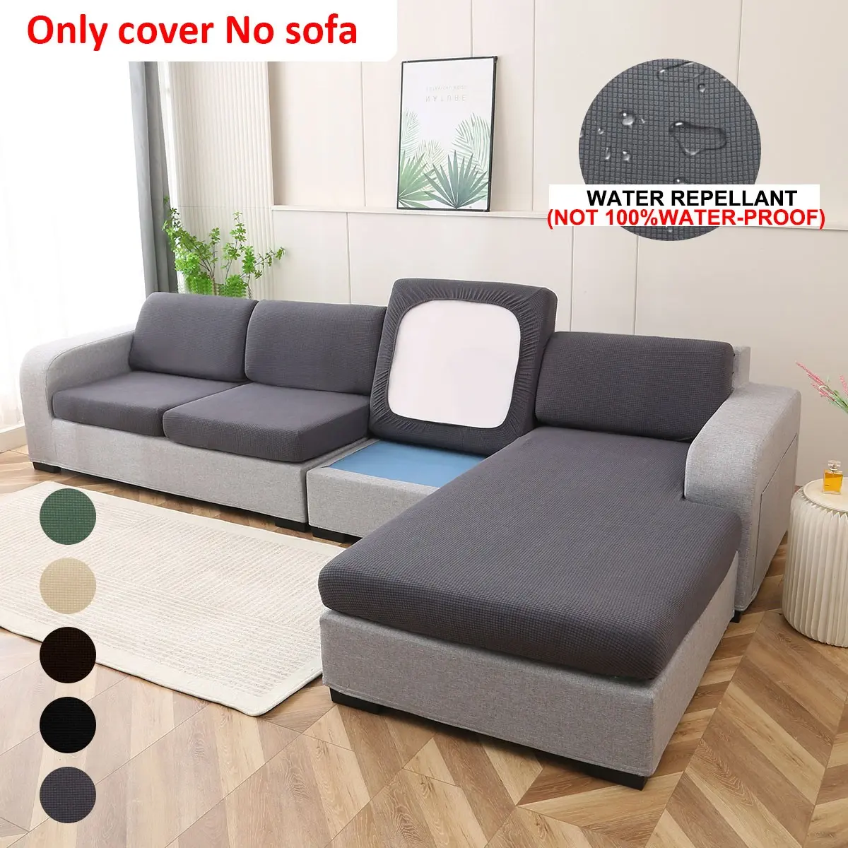 Knitted Jacquard Sofa Cushion Cover, All-Season, Machine & Hand Washable, Splash-Proof, Scratch-Resistant, Non-Slip, Multiple Sizes & Colors, Washable Sofa Slipcover, Washable Couch Covers, Removable Washable Slipcover, Slipcovers For Couches And Sofas