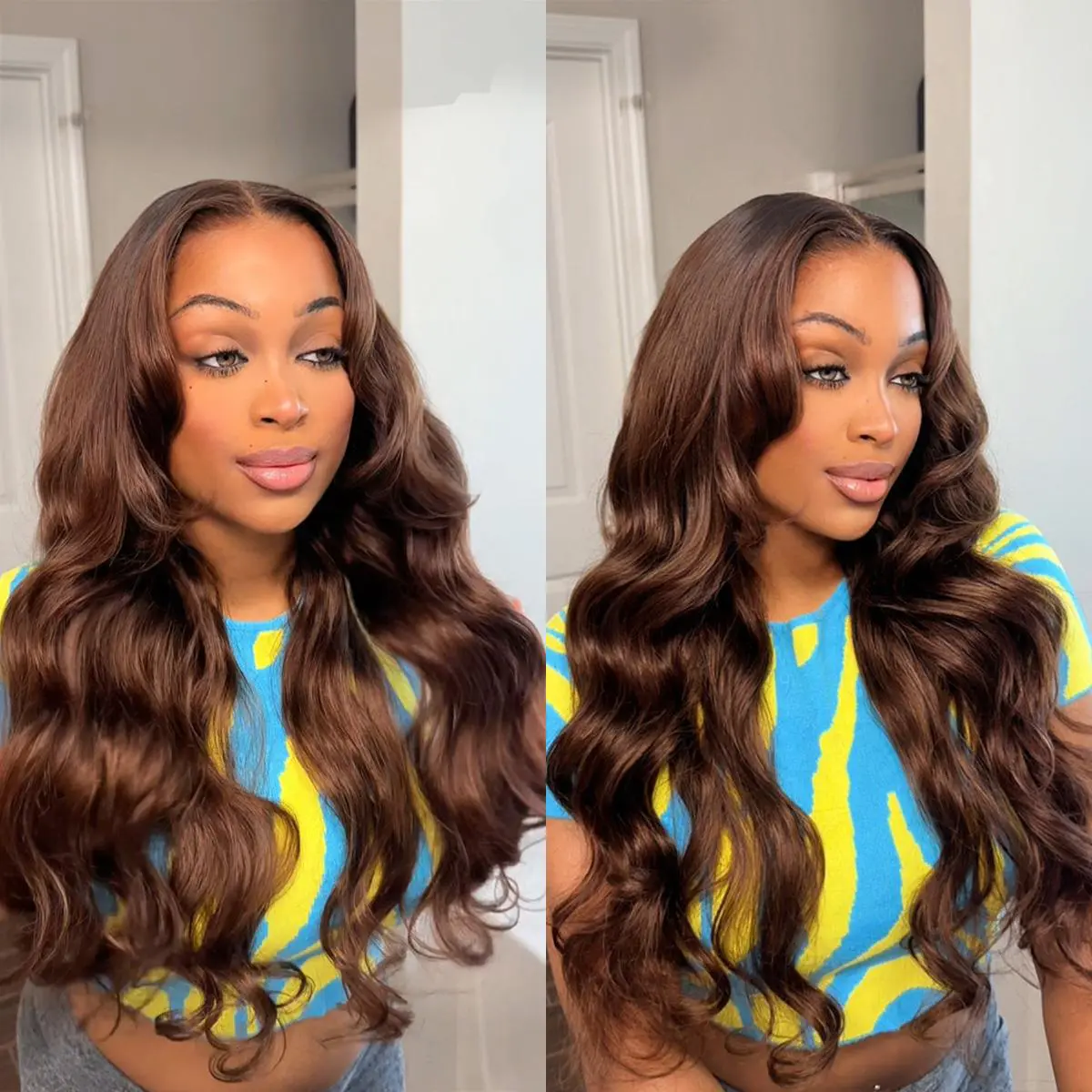 [New In] BGMgirl Layered Cut Natural Black Chocolate Brown #4 Body Wave Wear Go Wig Upgraded 7*5 Lace Closure 180% Glueless Color Wig Human Hair Wig TikTokShopfalldealsforyou #mothersdaygift #SummerVibes