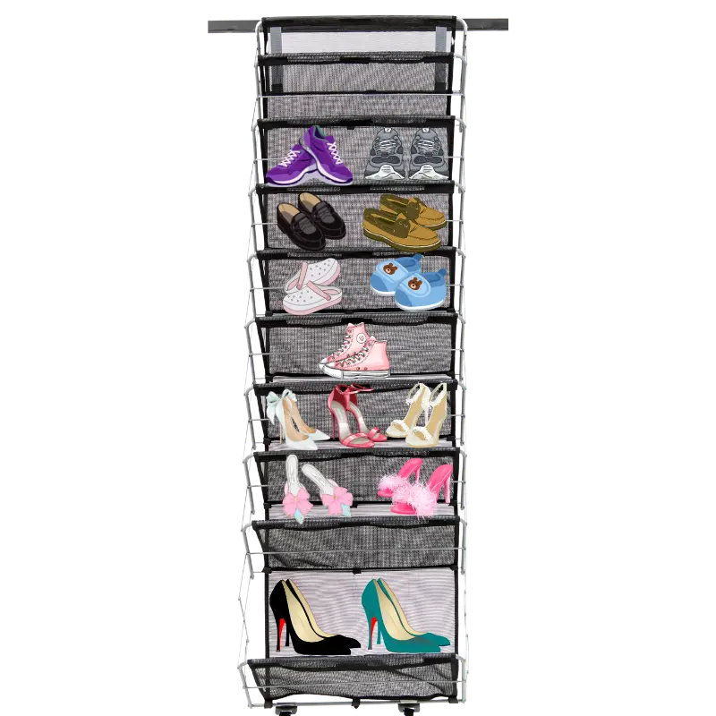Origami 10-Tier Heavy Duty Over the Door Organizer Rack - Closet Kitchen Pantry, Bathroom, Closet Foldable Shoe