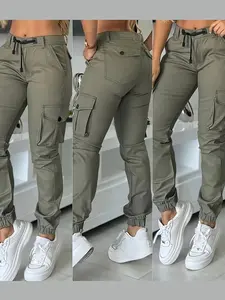 New High Waist Slimming Fit Women's Casual Fashion Pants, Army Workwear Long Trousers, All Seasons Comfortable Ladies' Clothing