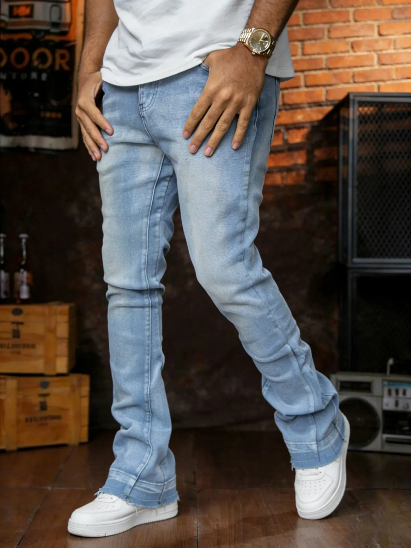 Men's Multi-Color Flared Jeans, Stretch Slim Fit Denim Pants, Vintage Washed Bootcut Jeans, Y2K Streetwear Street Style, Suitable for Street Looks and Daily Wear, Ideal Gift for Boyfriends and Husbands
