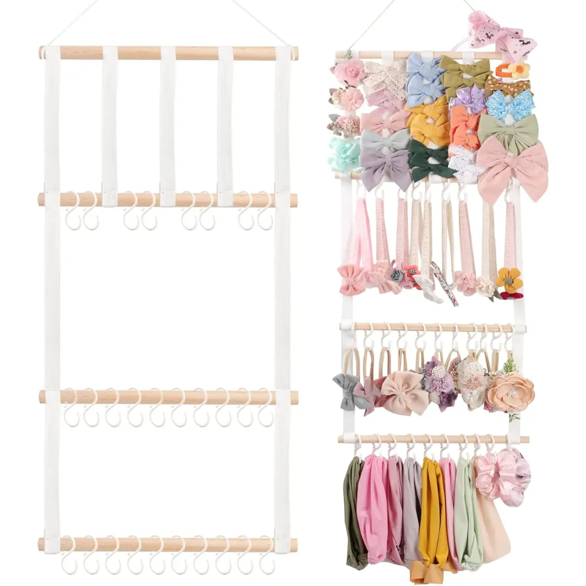 Headband Holder Hair Bows Organizer for Girls, Baby Headbands Hair Accessories Organizer Storage Wall Hanging Decor for Toddler Girls Room