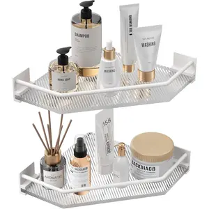 Acrylic 2 Tier Corner Bathroom Counter Organizer, Countertop Storage Shelves for Dresser, Kitchen, Laundry, Dorm Room, White