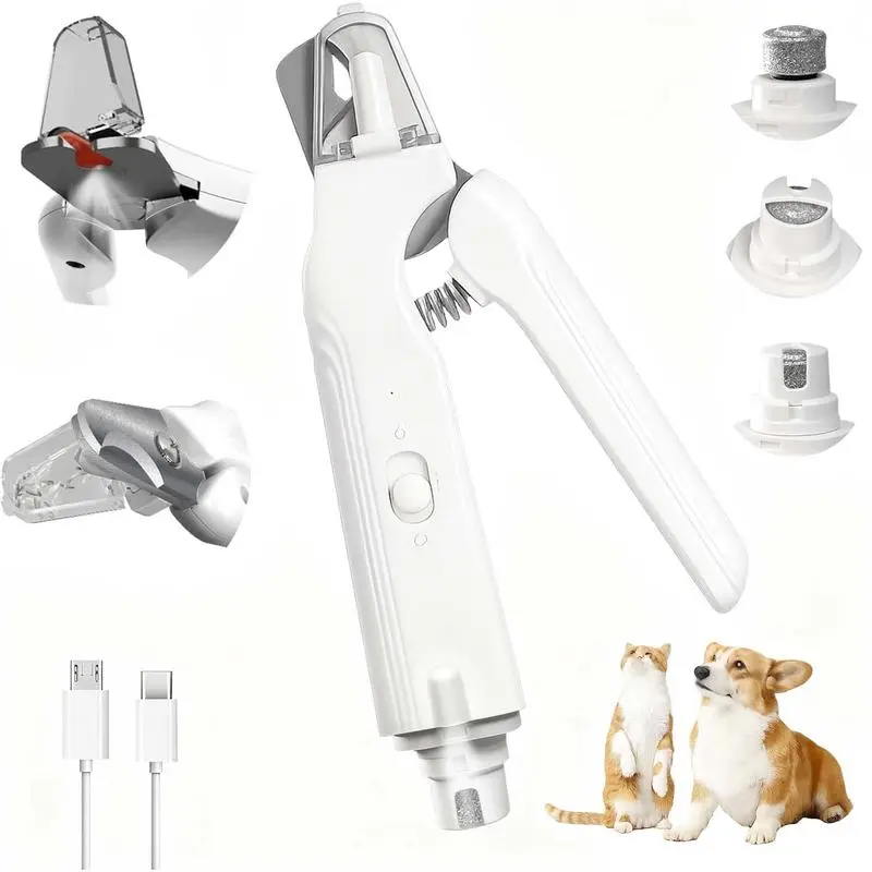 2-in-1 pet nail clipper and grinder, dog nail clipper trimmer, ultra quiet electric nail set, rechargeable, suitable for trimming toes and claws of dogs and cats of all sizes