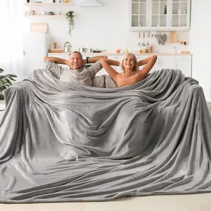 Moli Big Fleece Blanket - 120" x 120" (10' x 10'), Super Soft Fluffy Fuzzy Oversized King Blanket for Bed, Couch, Sofa, Camping, Fits Whole Family, Grey