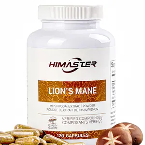 Himaster Lions Mane Mushroom Capsules for Energy & Mental Clarity - 120 Gluten-Free Vegan Capsules, Organic Supplement