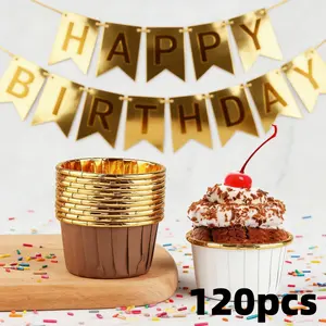 Set of 120 food-Grade Baking Cupcake Liners, Colorful Paper Cupcake Liners - Disposable & Greaseproof for Birthday Parties, DIY Dessert Making, Home Baking Decor