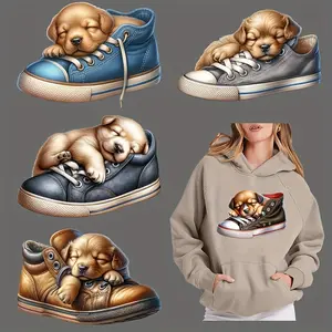 6-Piece Set Iron-On Patches for Dogs & Sports Shoes, Multicolor Plastic Heat Transfer Stickers, Washable Appliques for DIY Clothing