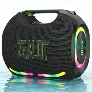 ZEALOT HiFi Bluetooth Speaker, 120W High Power Outdoor Speaker, IPX7 Waterproof, Deep Bass, 24000mAh Long Battery Life, RGB Sync to Music, Dual Carry Ways, DSP EQ/PD Fast Charge/BT5.4, Great Beach Gift.