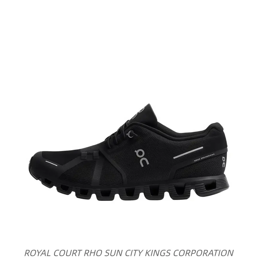 All-purpose black athletic shoes, cloud cushion design, perfect for trail walking and indoor fitness training.