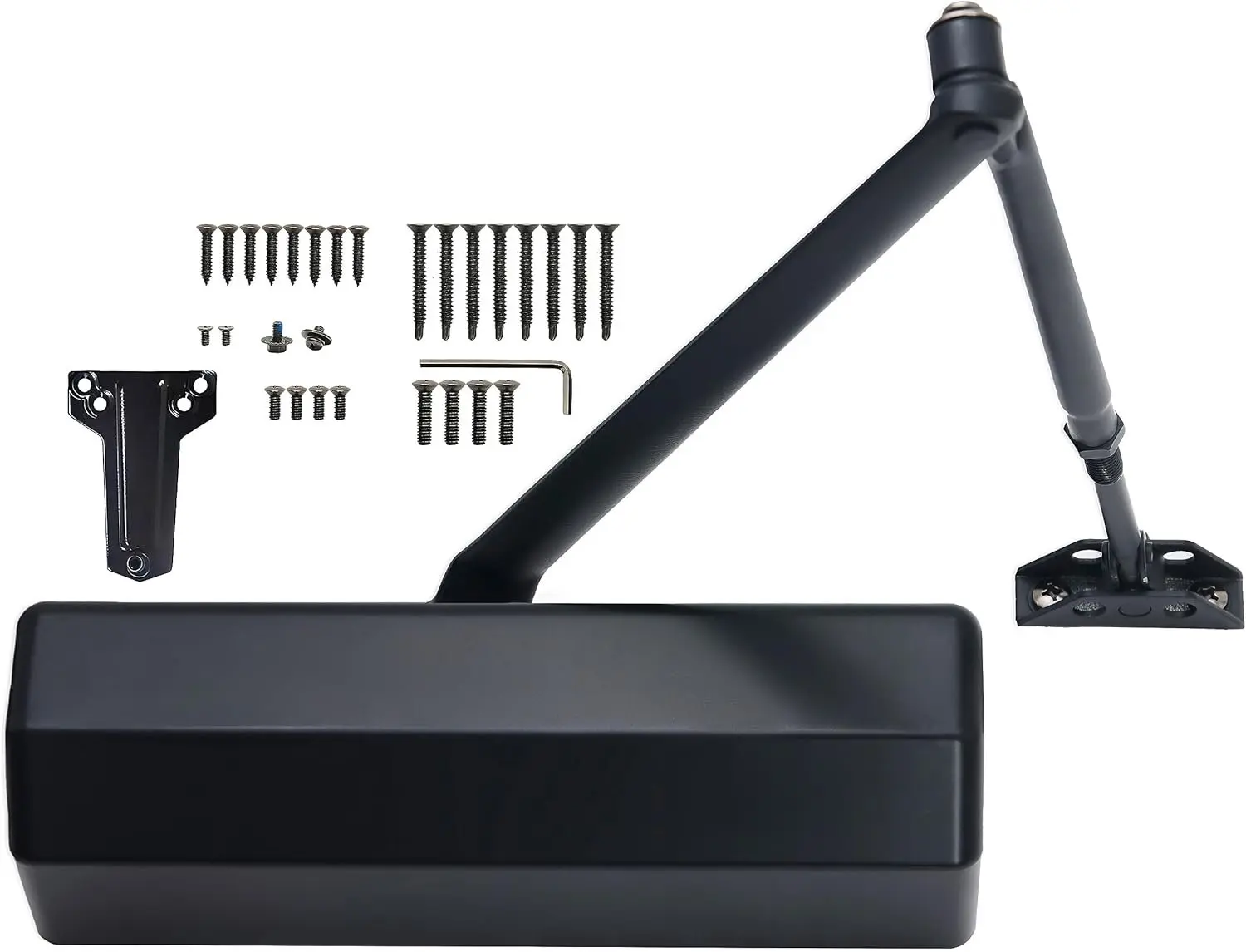 Door Closer Commercial Heavy Duty DK4000 Automatic Door Closer Adjustable Size 1-6, Grade 1 Auto Hydraulic Door Closer Hinge for Medium Traffic Areas - ADA Compliant & UL Listed, Matte Black