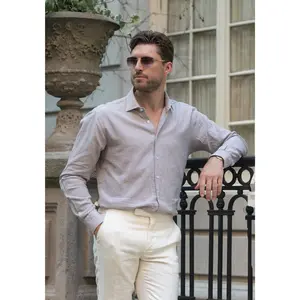 Tan Cotton-Linen Shirt - Cutaway Classic Collar