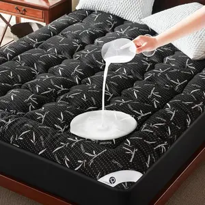 Size Mattress Topper, Thick Pillow Top Mattress PadUp to 24 Inch Deep Pocket,Soft Breathable Mattress Pad for  , Protector Cover(Black)