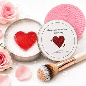 Makeup Brush Cleaner Soap with Silicone Cleaning Pad, Deep Cleansing Gentle Formula Removes Makeup Residue Oil Dirt, Nourishes Bristles Extends Tool Life, for Makeup Brushes Beauty Sponges Blenders Daily Makeup Tool Care Kit