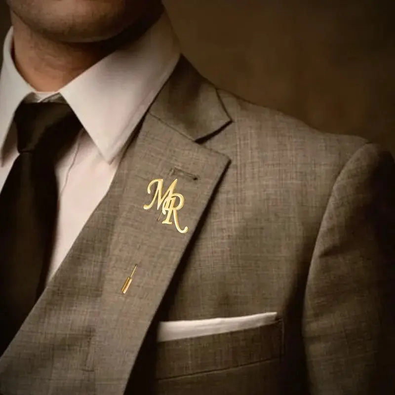 Custom Initials Lapel Brooch Letters