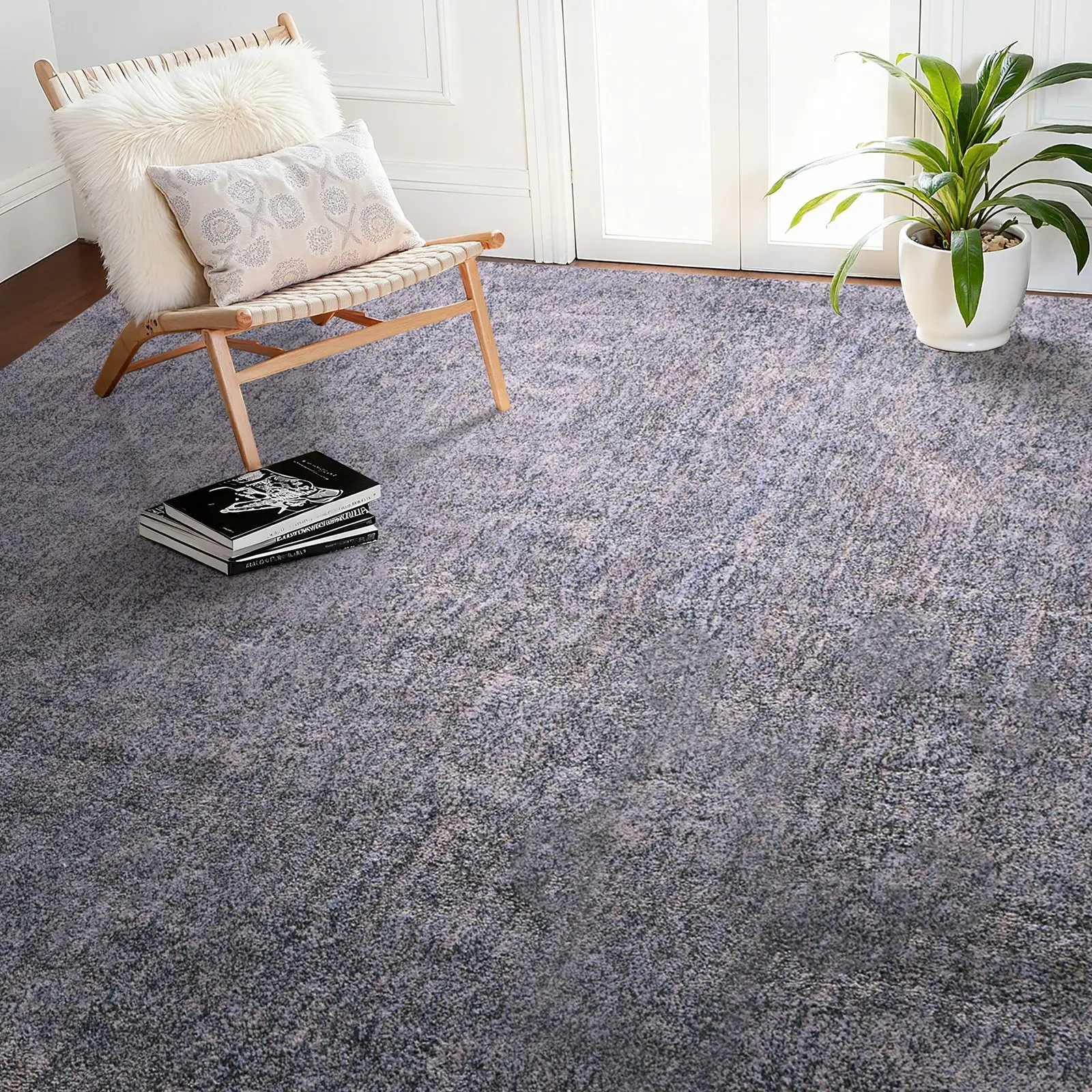 VEVOR Indoor Plush Area Rugs, 9x 12 ft Plush Carpet, Area Rugs Furry with Long Plushs Pile, Thick Durable High-Pile Rug for High-Traffic Areas, Non-Shedding Non-Slip Backing, Blue-Gray