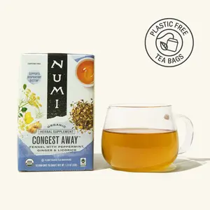 Numi Congest Away Tea - Organic Herbal Supplement with Licorice Root Fennel Seed Peppermint Ginger & Cinnamon for Cooling Soothing Brew Supports Respiratory Health