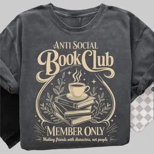 Anti-Social Book Club T-Shirt, Librarian, Book Lover Gift, Reading Enthusiast, Fashionable Design