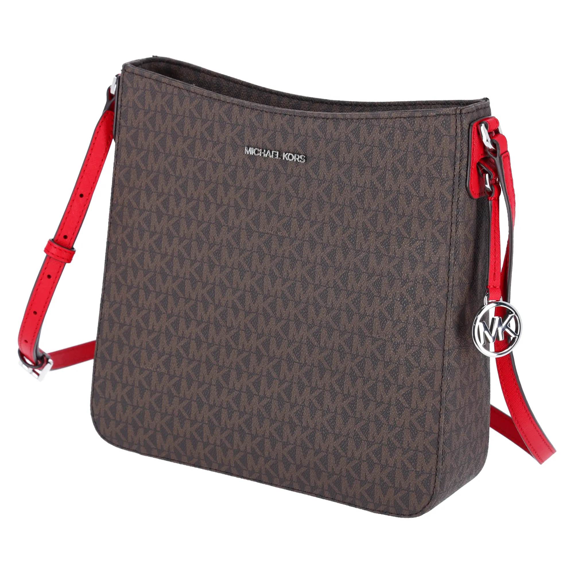 Pre-owned MICHAEL KORS PVC Messenger Bags Jet Set Travel Large Messenger Bag Crossbody Brown MK Bright Red