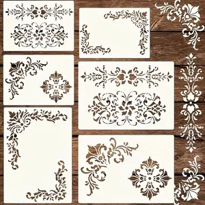 Baroque Flower Template Set, Versatile Reusable Wood Canvas Paper Fabric Floor DIY Craft Templates, Wildflower Furniture Wall Templates