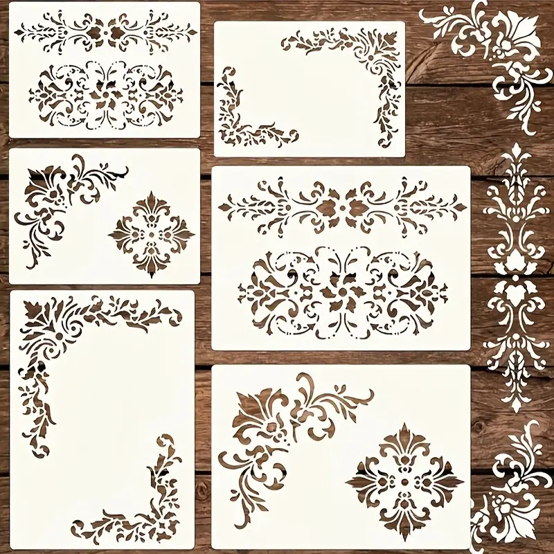 Baroque Flower Template Set, Versatile Reusable Wood Canvas Paper Fabric Floor DIY Craft Templates, Wildflower Furniture Wall Templates, Handmade Crafts