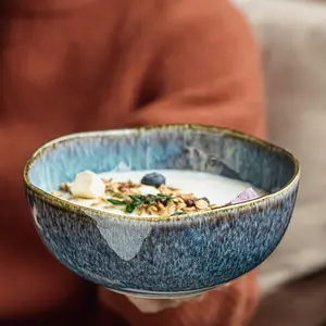 Vintage Luxury Ceramic Fruit Bowl, 6.5 Inch Spotted Glaze Design, Ceramic Salad Bowls, Perfect for Daily Use & Formal Occasions, Elegant Gift Idea, Durable Kitchenware