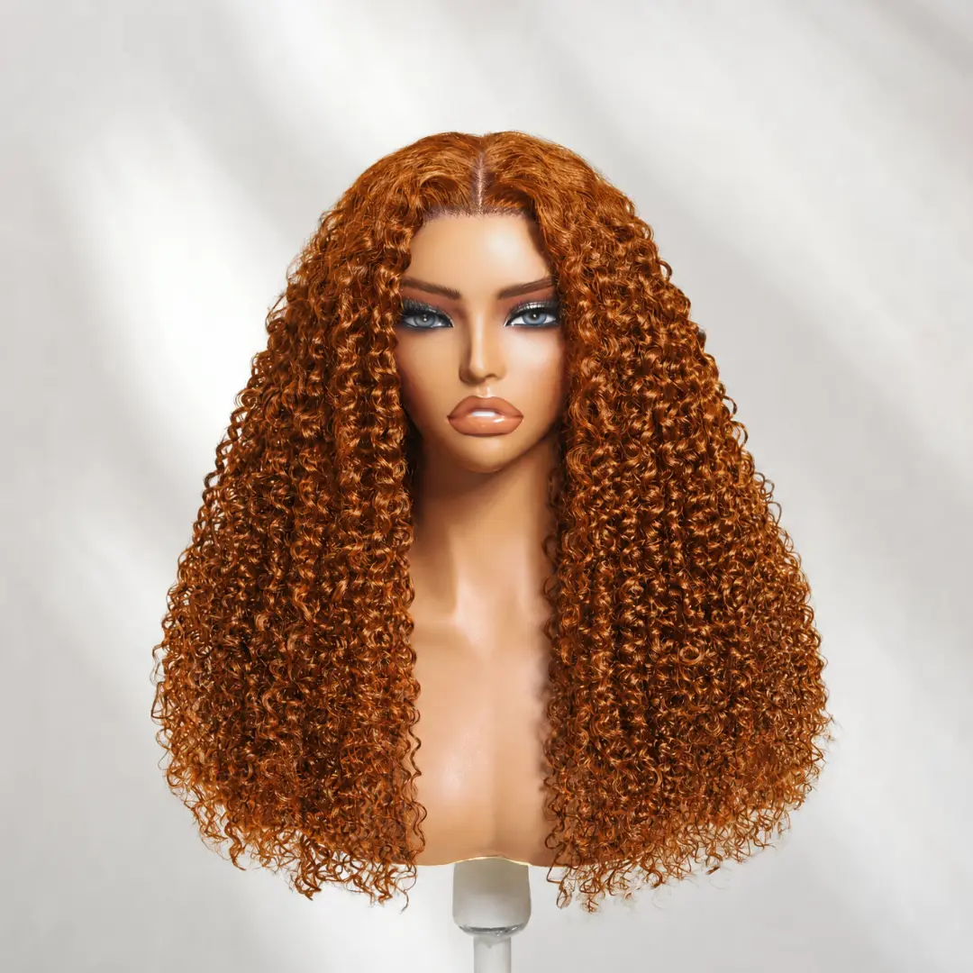 Nadula Ginger Copper Jerry Curly 4x1 Lace Part Wig Tight Coily Ringlets 3C–4A Bold Orange Copper Curly Hair Ginger Copper Curly Wigs Summervibes TikTokShopStockUp