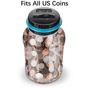 Digital Counting Money Jar for Kids, Cash Coin Jar, Penny Bank Toy, Digital Piggy Bank, Holds over 800 Pennies, Ideal Gift for Christmas & Halloween, Battery-Powered