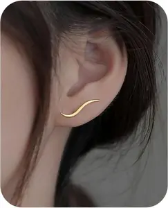 Climber Earrings Dainty Ear Cuffs Crawler Earrings for Women Unique Ear Crawler Earrings Minimalism Bar Earrings Wedding Birthday Jewelry Gifts
