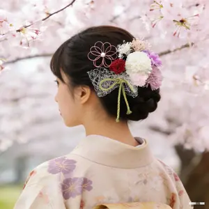 Japanese Floral Hairpin, Handmade Tassel Hair Accessory, Vintage Kimono Hair Clip, Traditional Festival Jewelry, Elegant Lightweight Decorative Pin